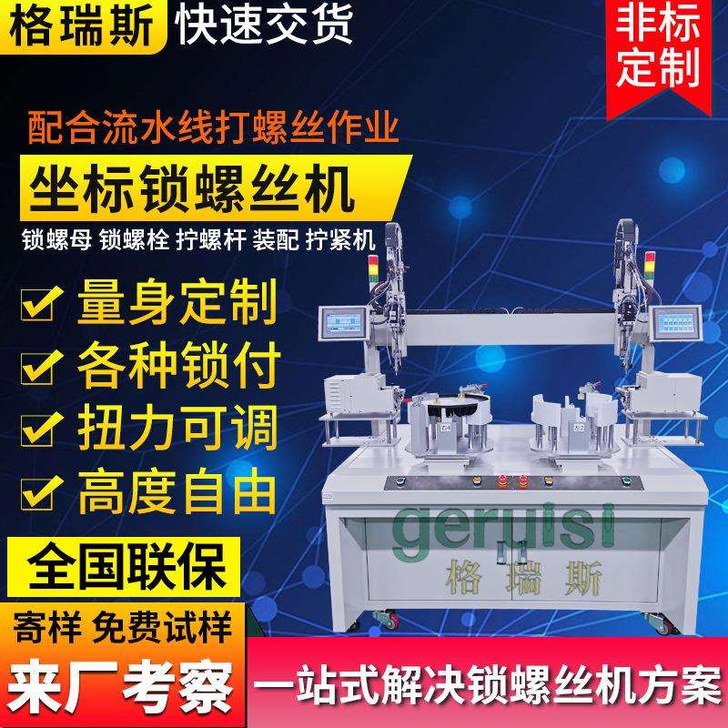 落地坐标自动锁螺丝机双工位自动拧螺丝机吹气式双轴锁螺母机器