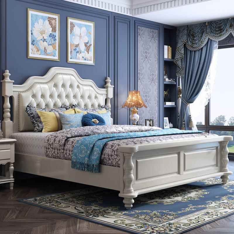 新中式实木床主卧1.8米美式乡村双人床现代简约储物婚床卧室家具