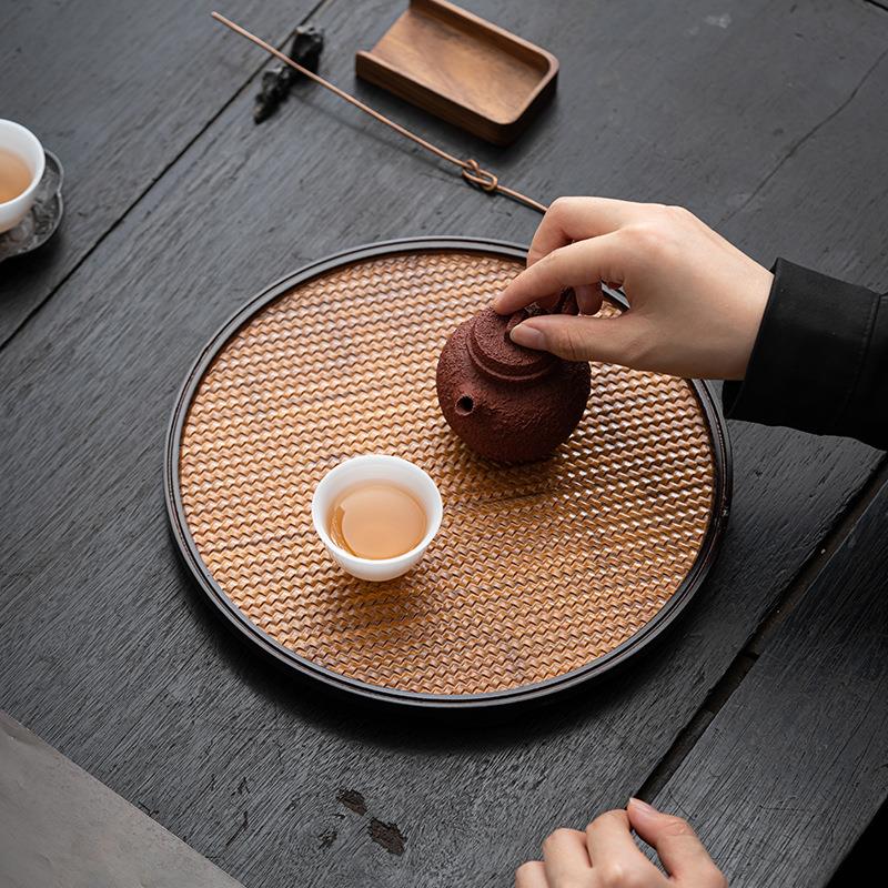 重竹干泡台托盘竹制席面竹席茶托壶承家用小号茶盘餐盘日料蛋糕盘