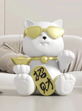 创意招财猫摆件办公桌客厅前台开业乔迁新居结婚新人家居饰品摆件