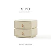 M6风可旋转烤漆床头柜严主某图 意N5某选家居式 极简奶油MO