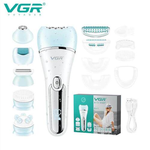 VGR733新款IPX7防水洗剃毛器电动拔毛器洗脸六合一女士脱毛器套装