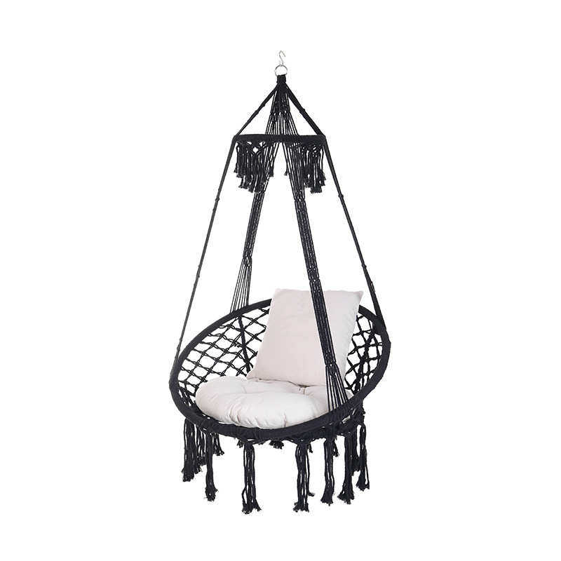 北欧风户外吊椅棉绳编织庭院秋千防侧翻休闲吊篮吊床批发室内露营
