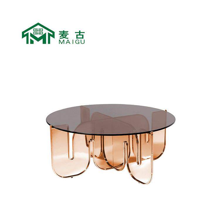 麦古 北欧极简轻奢设计创意波浪形亚克力透明玻璃茶几咖啡桌客厅