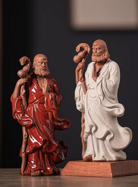 陶瓷达摩祖师雕像塑人物摆件家居玄关茶桌装饰聚福禅意佛像摆设