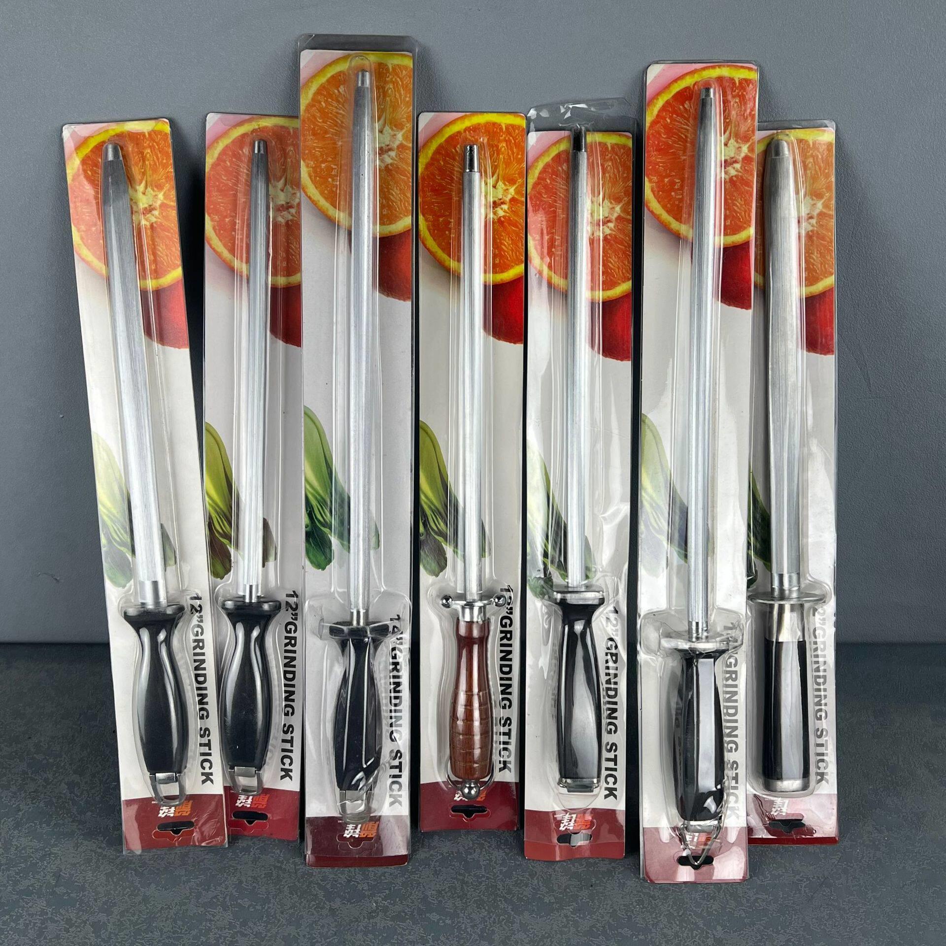 细纹磨刀棒专业专用工艺厨房家用磨剪刀神器圆形钢头胶方柄