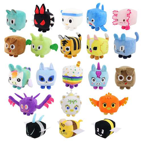 新品big games cat plush 公仔 方块猫玩偶可爱猫咪蝾螈毛绒玩具