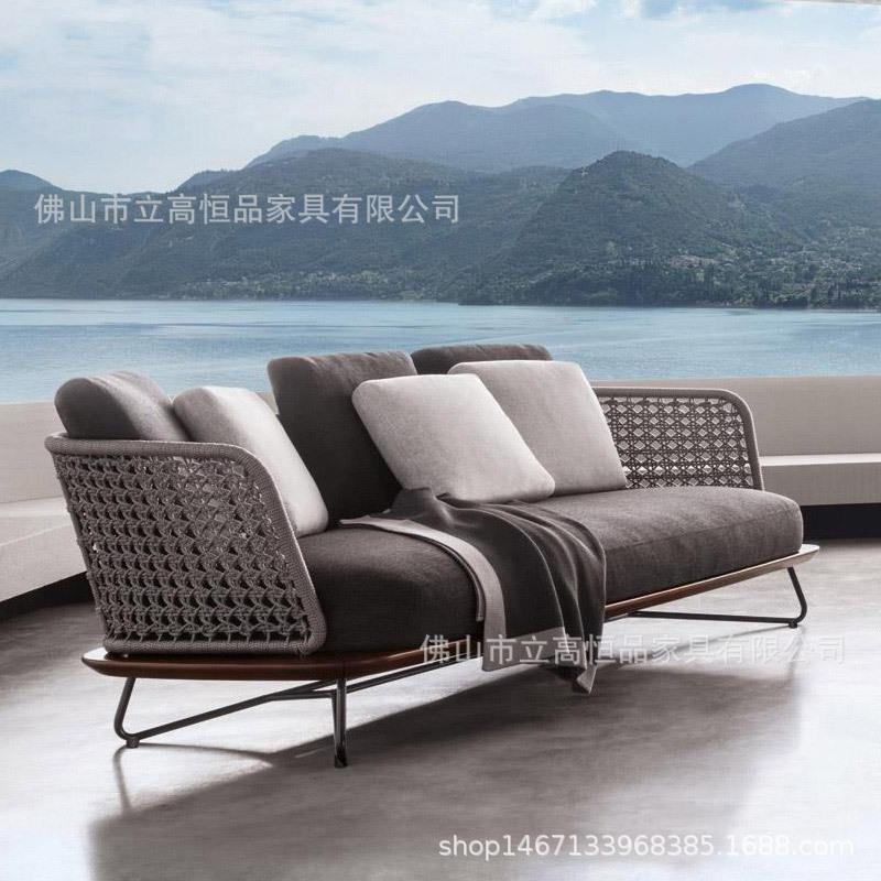 户外沙发室外藤编沙发单人藤椅别墅实木沙发组合露天花园户外家具