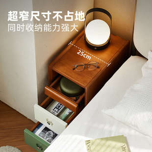 拼色床头柜古复古风实木床头柜简约小户型卧室床头收纳小柜子便捷