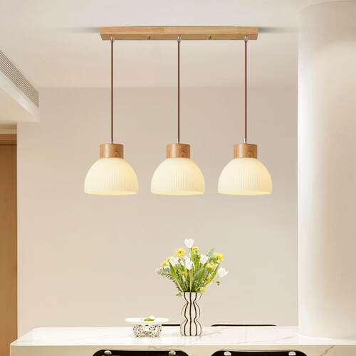 餐厅吊灯现代简约餐桌北欧LED吧台日式玄关过道灯原木风灯具176L