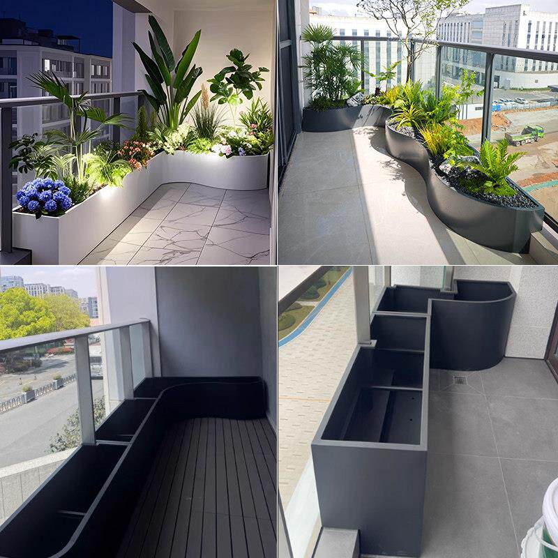 阳台花箱不锈钢定制室内造景花坛异型转角花盆别墅庭院组合种植箱