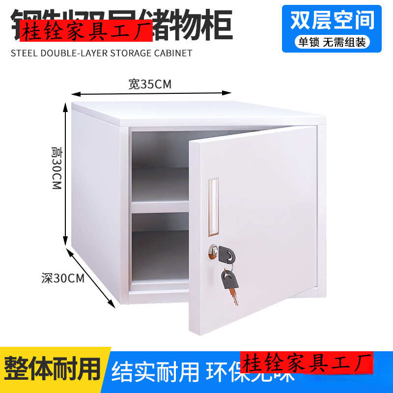 钢制单门双层储物柜文件柜学校学生宿舍收纳箱家用办公铁皮钥匙柜