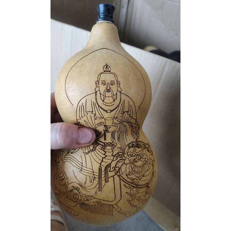 天然葫芦烙画做旧工艺钟馗天尊防渗蜂蜡酒壶包浆仿古随身摆件挂件