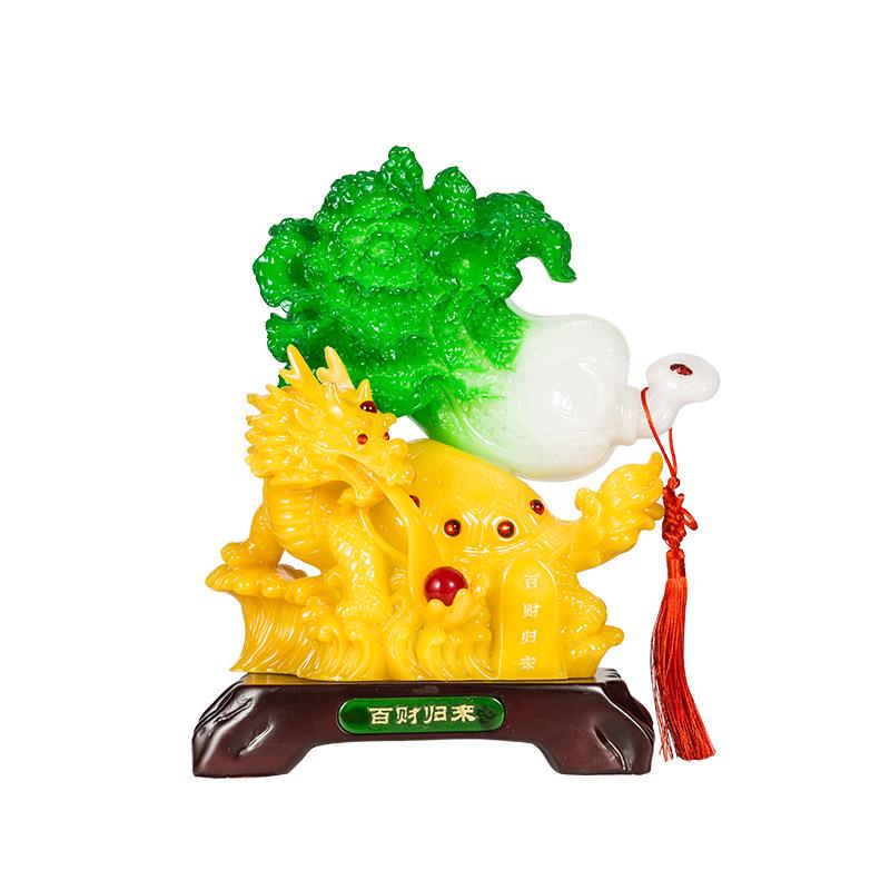 龙龟白菜摆财摆件百财归来树脂工艺品家居办公室招财饰品新年装饰