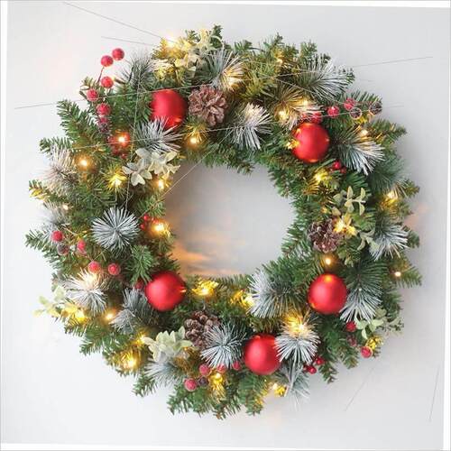 Christmas rattan ring PVC red fruit PE leaf wreath花环