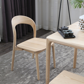 清木堂有座全实木餐椅北欧简约现代原木餐凳白蜡木日式家用餐厅椅