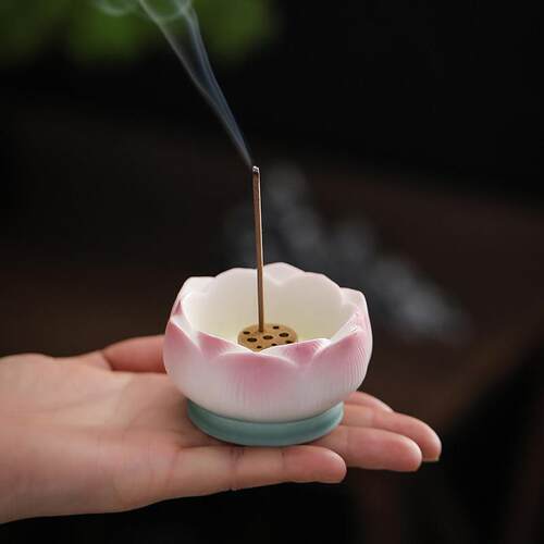 香陶瓷香熏炉家用室内创意莲花线炉底座茶道YF24107线子室内香插
