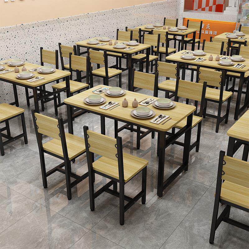饭店餐桌椅组合小吃餐饮面馆商用食堂早餐店家用快餐厅实木复古