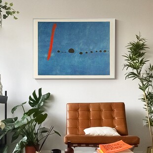 孟菲斯包豪斯挂画客厅大白墙装饰画工业风极简蓝色调治愈系中古风