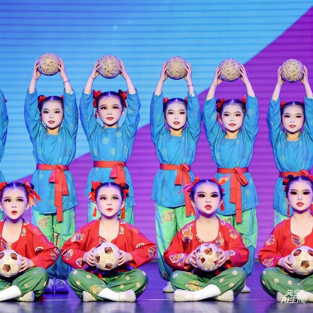 新款儿童古典舞蹴鞠乐舞蹈演出服男女童汉服古风唐装古装圆领袍服