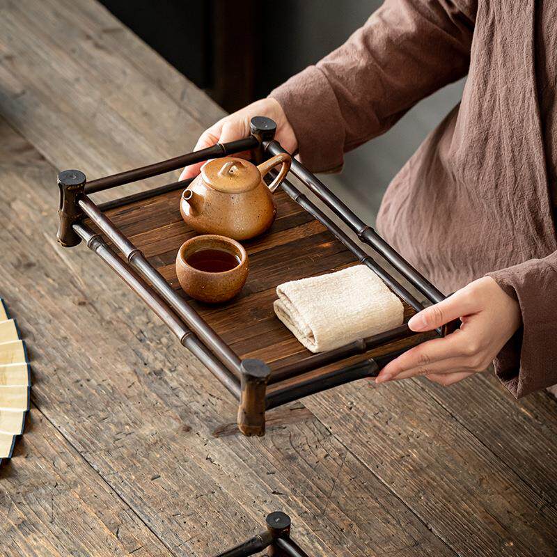 茶棚茶架敬茶托盘长方形中式家用奉茶盘杯架杯托壶托茶具收纳盘