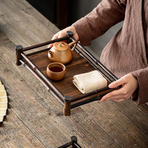 茶棚茶架敬茶托盘长方形中式家用奉茶盘杯架杯托壶托茶具收纳盘