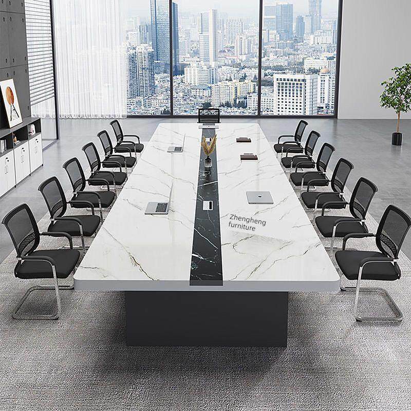彷大理石大会议桌长桌简约现代办公家具会议室培训会议桌椅组合