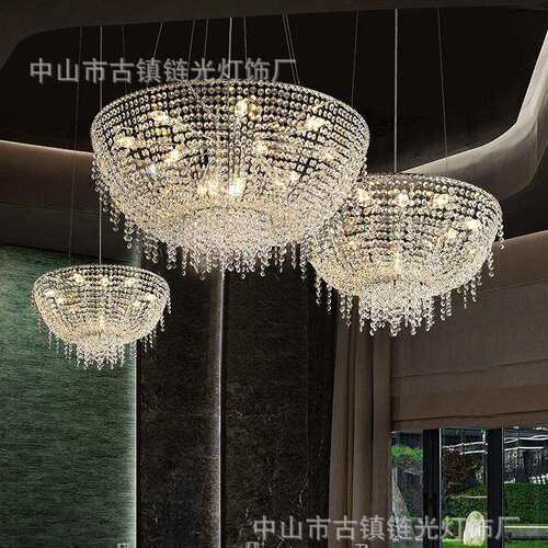 意式水晶客厅吊灯轻奢复式楼别墅酒店大堂餐厅卧室吧台前台工程灯