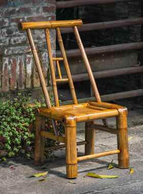 椅子老式纯竹手餐工靠背竹编户外椅家用复古桌椅休闲竹家IWB具桌