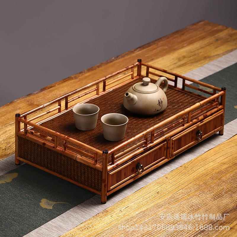 茶盘0898竹日式约复古小茶盘四方便携茶简席制小型夫茶功具配件收
