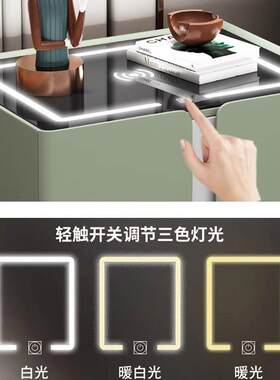 智能床头柜现代简约多功能无线充电带灯隐藏式密码锁保险箱带音响