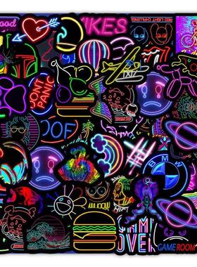 50PCS Cartoon Neon Light Graffiti Stickers Toy Decal Sticker