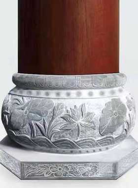 青石雕刻石柱墩 景区仿古建筑圆形雕刻柱脚石 石雕柱墩柱础石