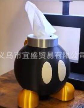 跨境新款Bob-omb黑豆子抽纸盒摆件家居庭院设计黑豆子花园设计