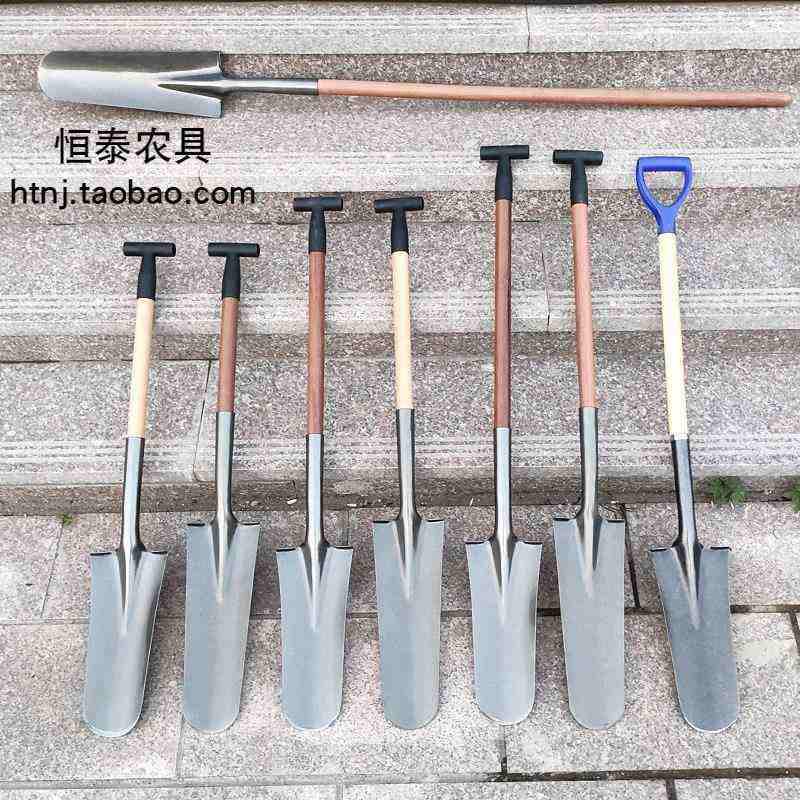 赶海铲子野外铁锹窄口加长加厚农用深挖地挖土挖树户外锰钢铁锨