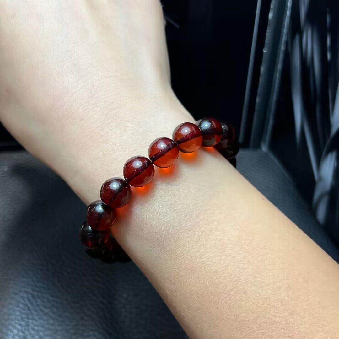天天特价 欧洲设计女款手链 天然血珀红色琥珀手环 保真活圈弹力
