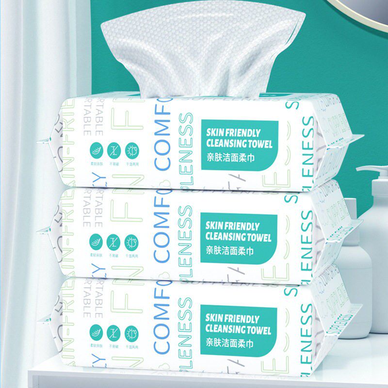 Lint-free disposable facial cleansing wipes, pull-out style,