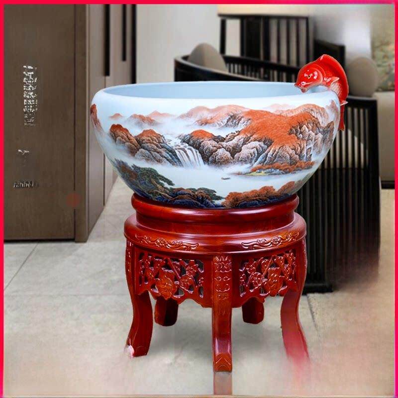 景德镇中国古代家居客厅陶瓷鱼缸鱼盆过滤器循环水龟缸金鱼缸