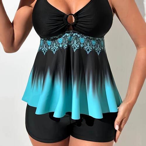 Bikini split swimsuit, women's belly covering flat corner