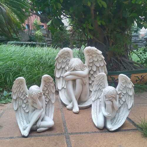 跨境复古树脂园艺摆件跨境花园庭院少女雕塑救赎天使工艺品装饰