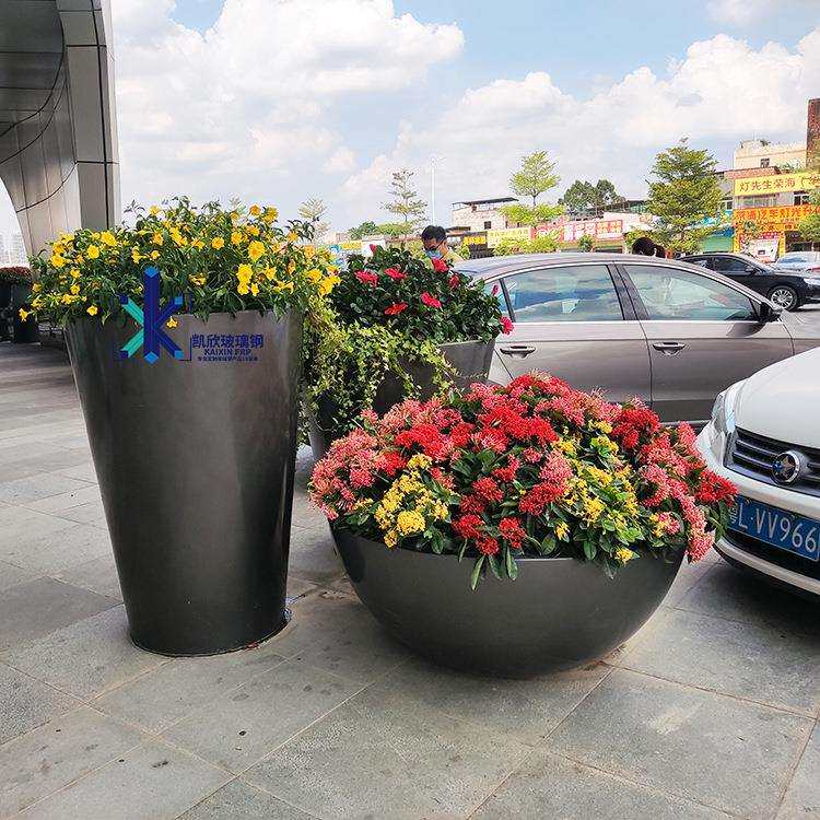 户外玻璃钢花盆组合商场艺术花坛景观花池圆形树池落地大花钵厂家