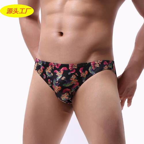 Men's Ginkgo Leaf Printed Pants, Low Waist Men's Triangle