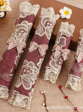 双单门冰箱扶手拉手套防尘套 欧式刺绣蕾丝条形门把手套罩