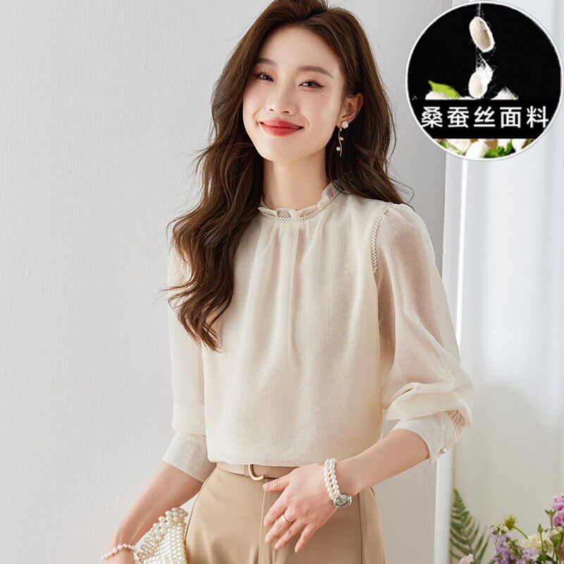 真丝衬衫女士春装女款2025年新款高级感轻奢减龄衬衫时尚洋派上衣