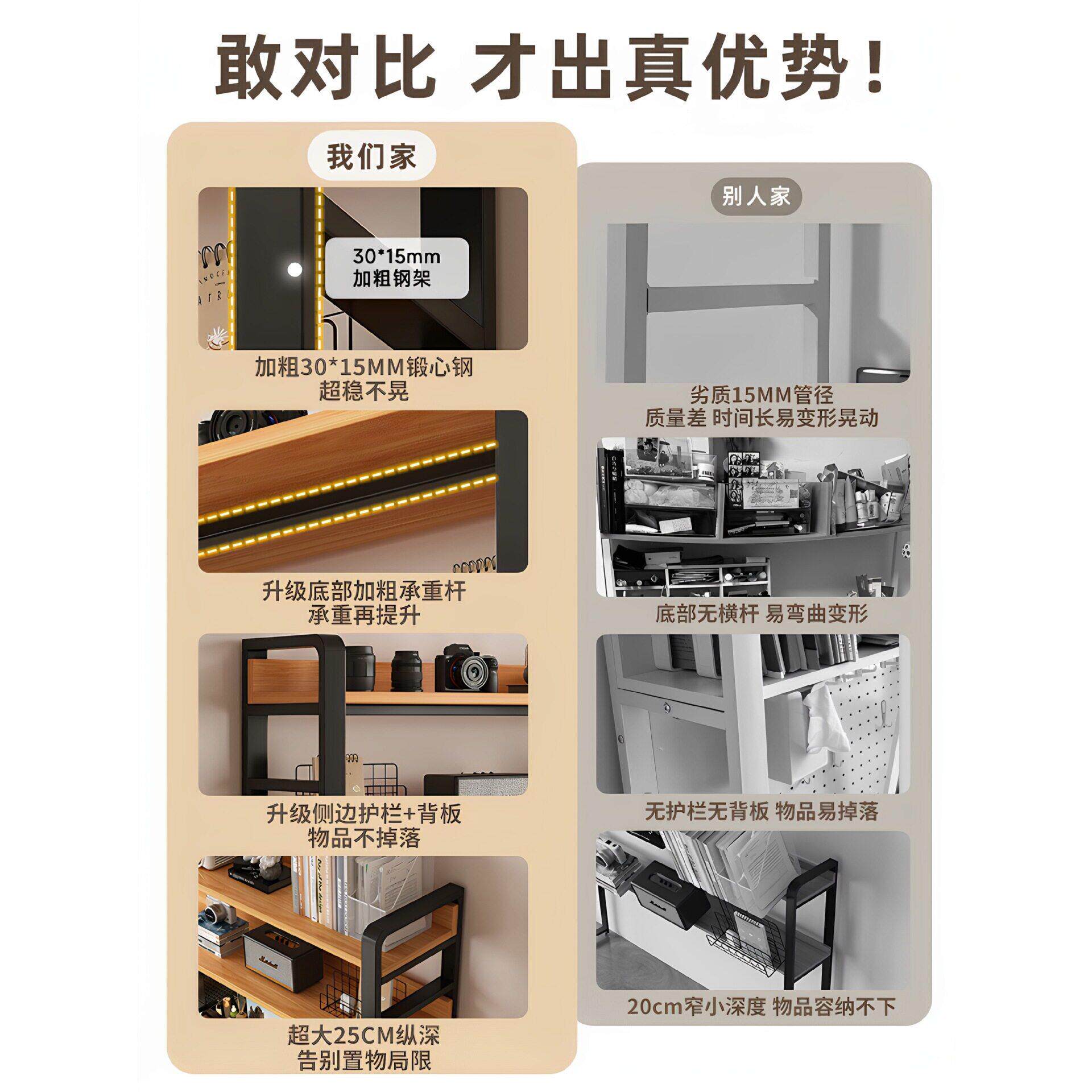 电脑桌面立式洞洞板置物架免打孔书架电竞房间装饰改造金属收纳架