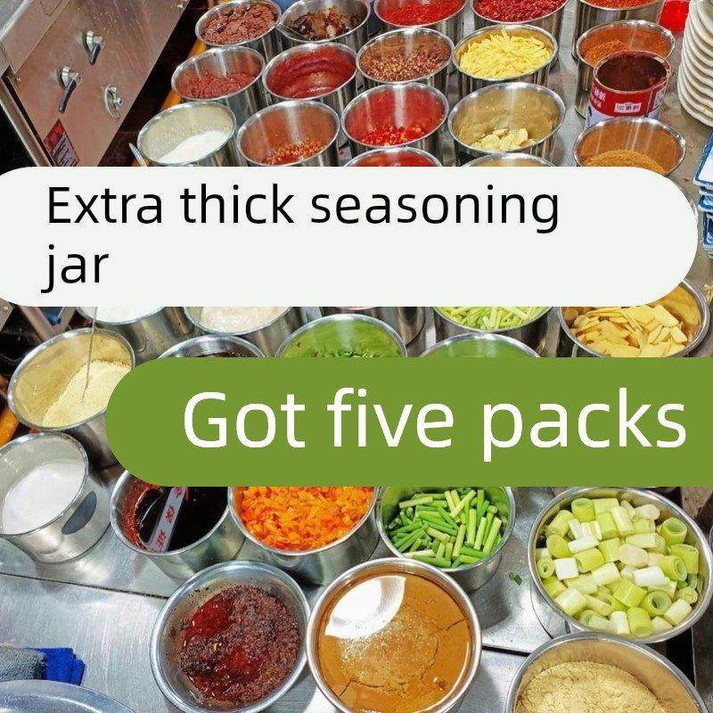 【5件套】调味盒摆摊调料罐加厚不锈钢味盅带盖圆形猪油盆商用罐,厨房/烹饪用具,调味瓶罐/调料研磨器,淘宝优惠券,粉丝福利购,淘宝优惠卷