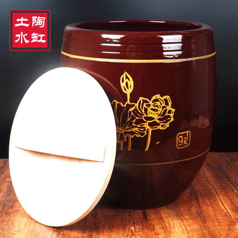 水缸家用储水老式养鱼庭院造景花盆土陶陶瓷酱缸发酵腌菜荷花缸