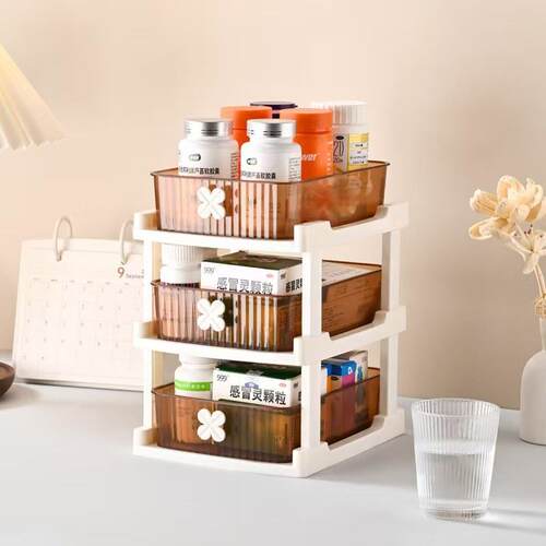 Multi-layer Drawer-style Transparent Dressing Table Cosmetic