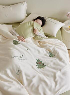 小清新刺A床类被60支兰精天丝MZS25352四绣件套冰丝夏季床笠单套