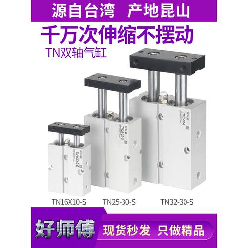 小型气动双杆双轴气缸TN32/25/16/10/20-30-40-50 60薄型双联带磁